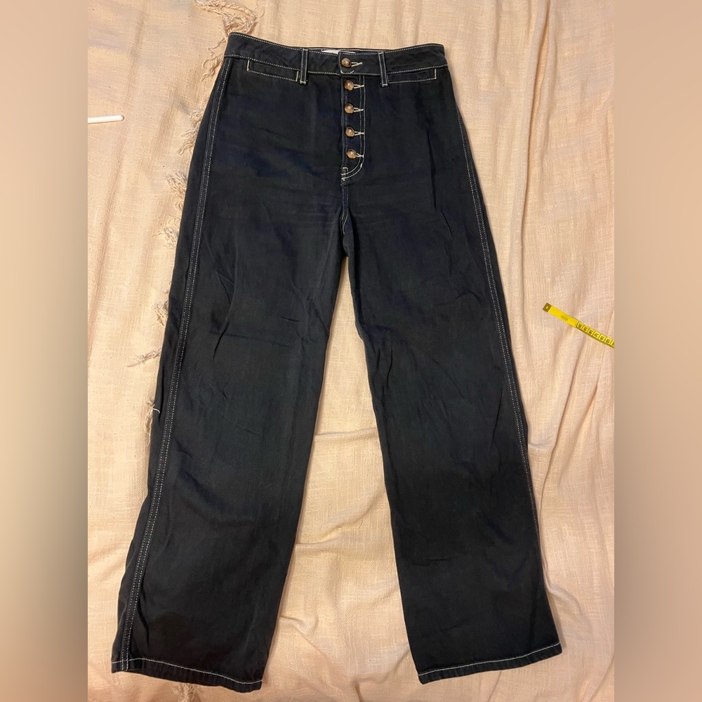 Reformation Black Buttons Straight Jeans